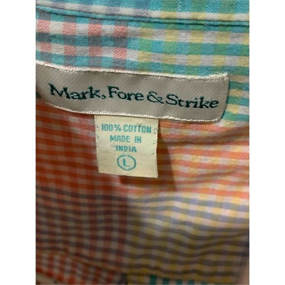 Nice Mark, Fore & Strike Casual Short Sleeve Button Up Multicolor Made In INDIA - Picture 3 of 5